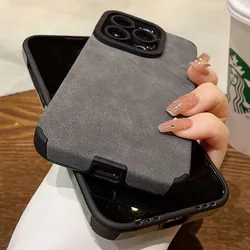 Luxury Matte Soft Leather Case For iPhone 17Pro Max 16 Pro 15 14 Plus 13 12 11 Pro Max Shockproof Silicone Shell X XR Back Cover