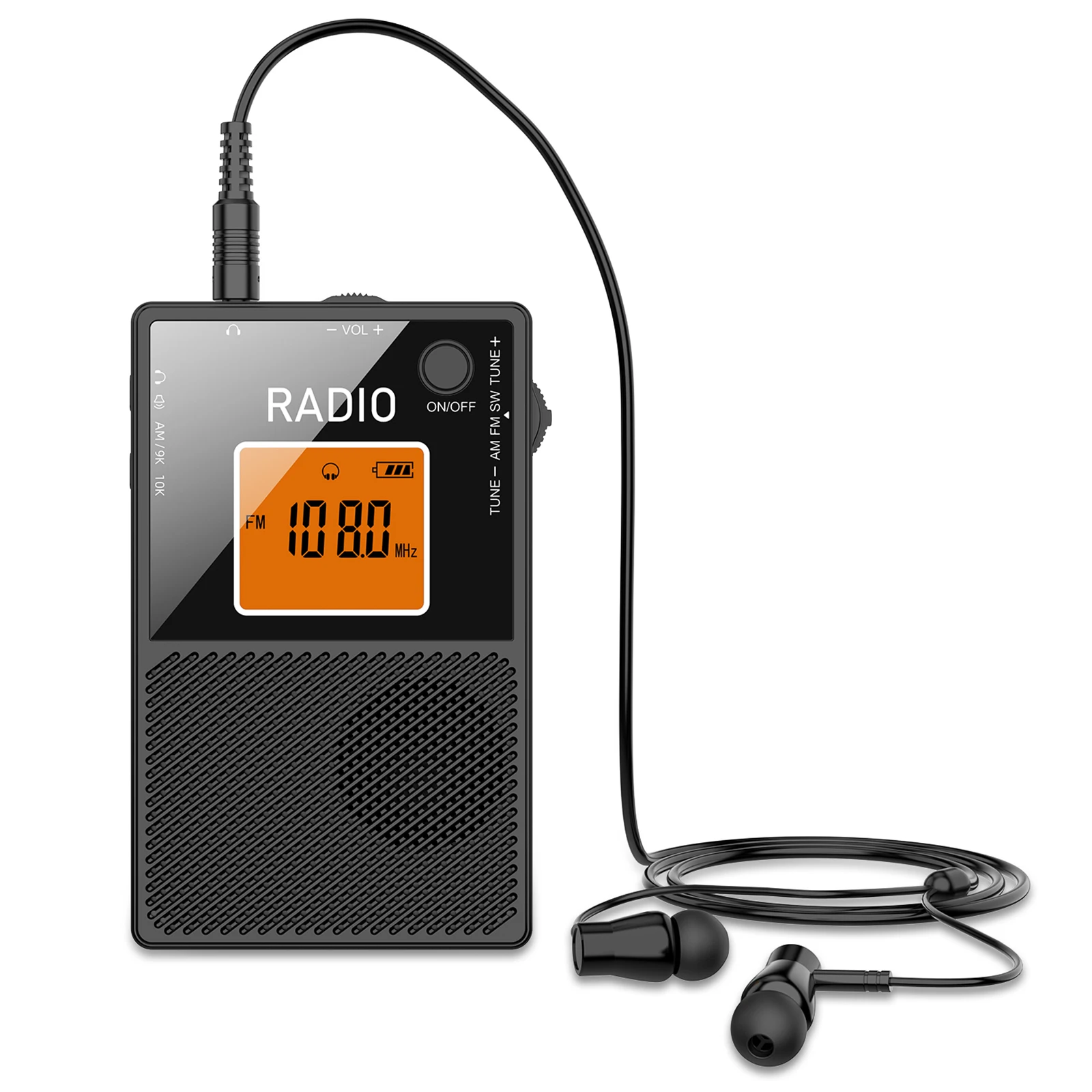 Portable Radio Type-C Charging AM FM Transistor Radio LCD Backlit Stereo Sound Speaker for Home Office Accessories