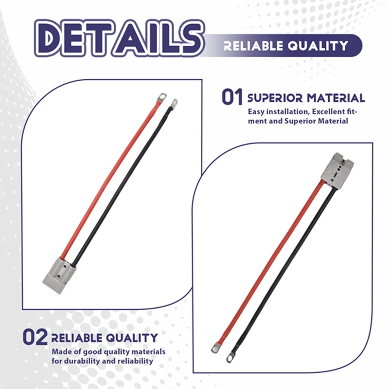 

Разъем Anderson Разъем Anderson 50A Комплект Anderson Plug 8 Guage 30 см Батарейные кабели Водонепроницаемые быстрые разъемы для Lifepo4