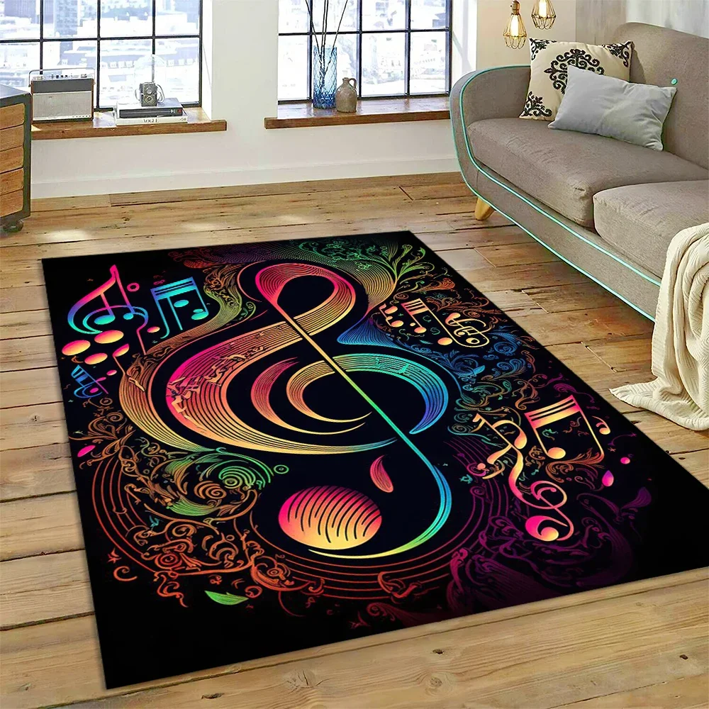 Colorful Musical Note Music Score Cartoon Carpet Rug for Home Living Room Bedroom Sofa Doormat Decor,Kids Area Rug Non-slip Mat