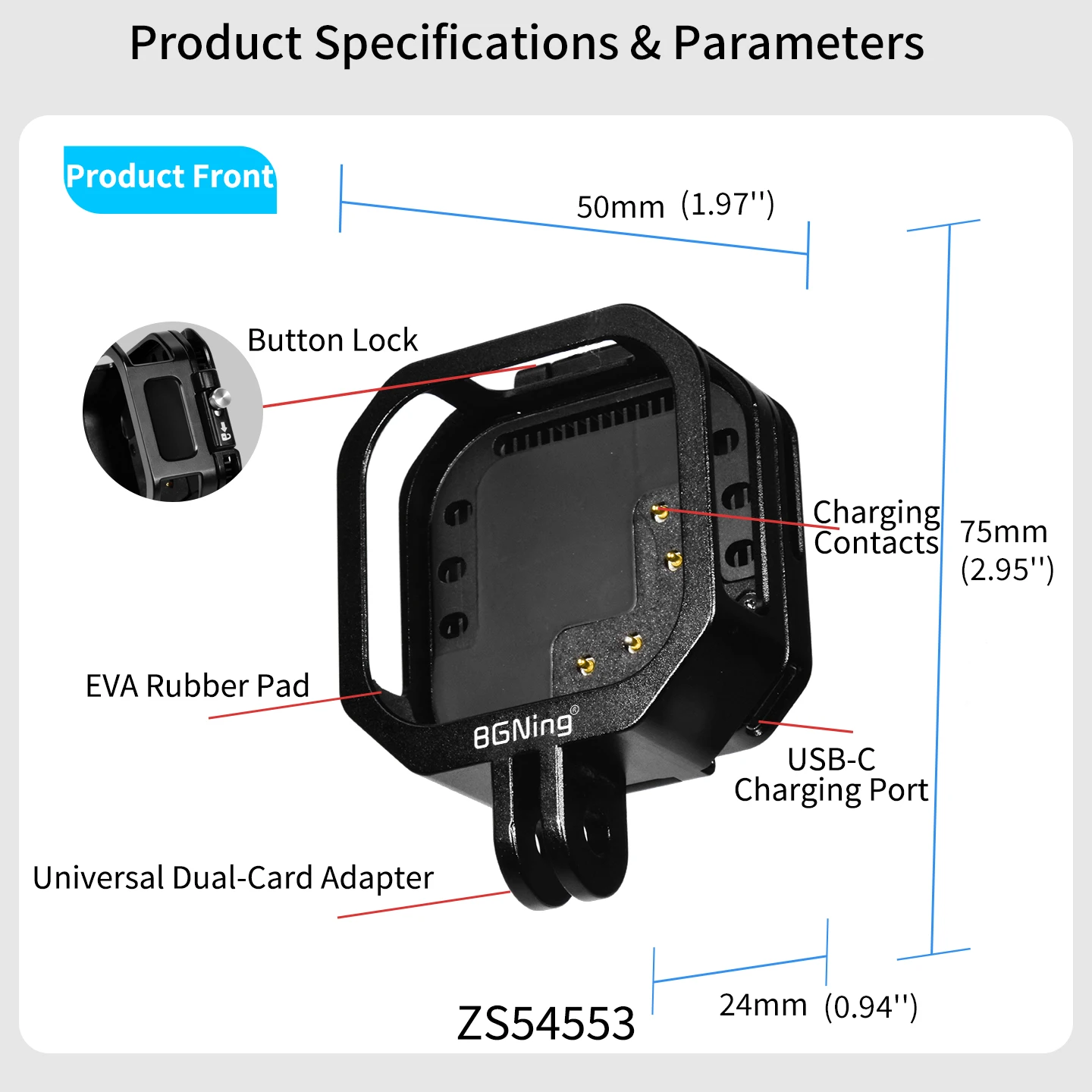 Ladestation für Insta360 Go Ultra Action-Kamera Aluminiumgehäuse Wärmeableitung Typ-C-Anschluss Vlog Motorrad Nonstop-Aufnahme – Detail 14