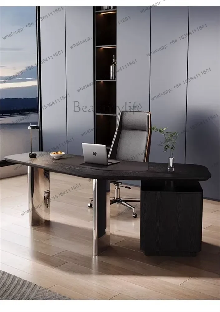 YJ Minimalist High-End Solid Wood Desk Designer Creative Art Corner Irregular Business Study Computer Table