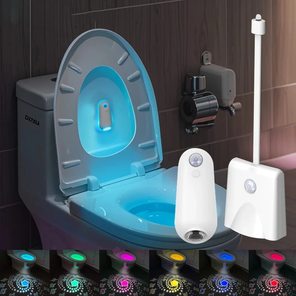 

Toilet Night Light Motion Sensor Light Toilet Bowl Light Color Changing For Bathroom Decoration LED Rechargeable LED Light ﻿