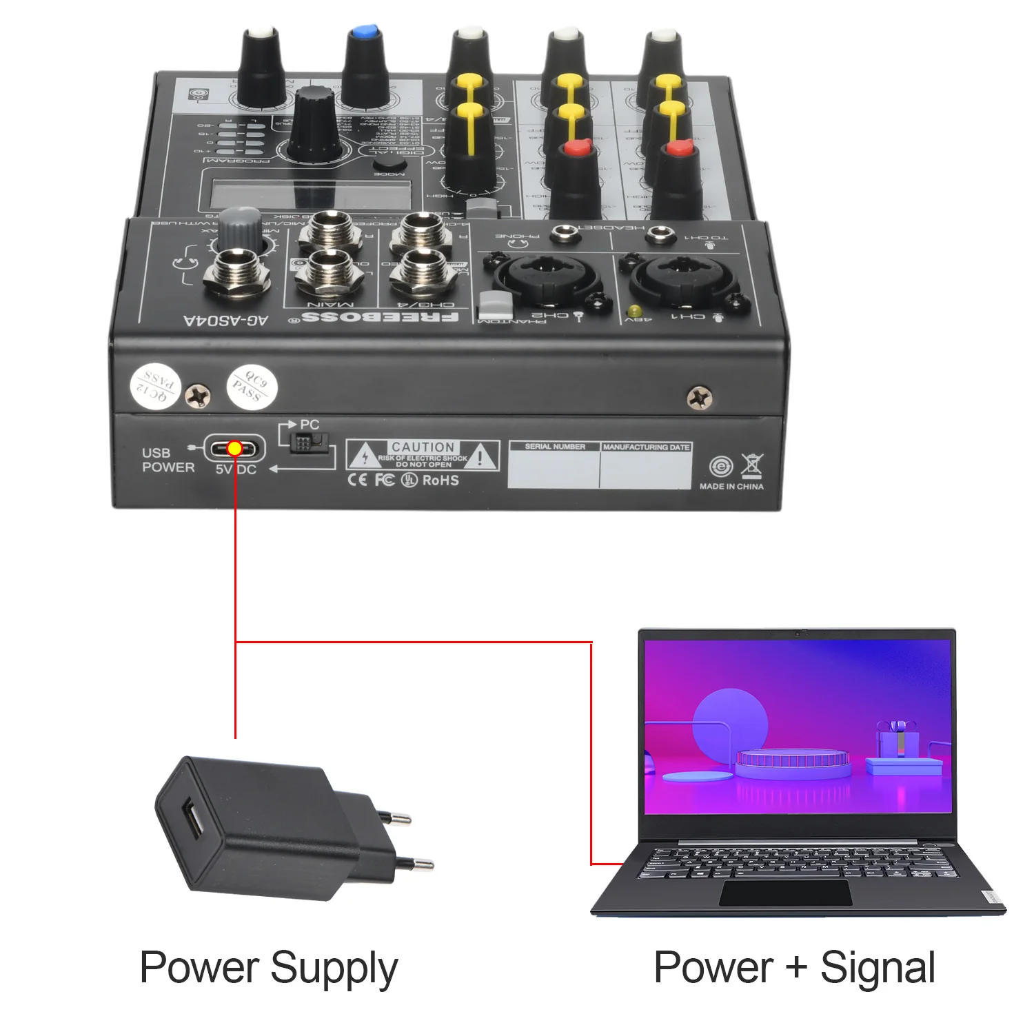 FREEBOSS AG-AS04A-B 4 canali 88 DSP Effects Mixing Console Smart Phone Computer Bluetooth USB Record Play Mixer Audio