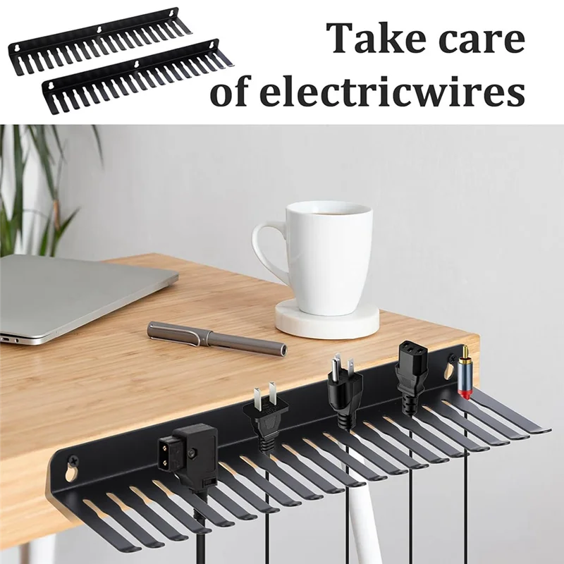 MOPHE-Wall Mountable Cable Organizer 2 Pieces, Music Cable Organizer With 19 Cable Slots, Cable Rack, Hanging Cable Hanger