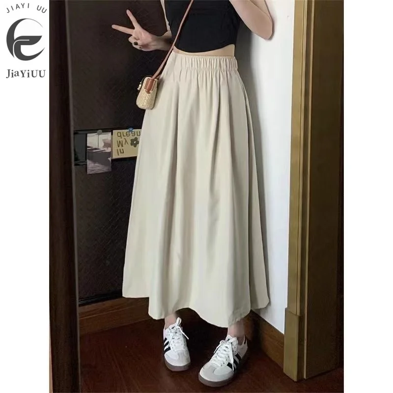 Summer 2024 New Elastic Waist Skirt High Waist Slim Large Swing Skirt Loose A-line Umbrella Skirt Yamamoto Skirt