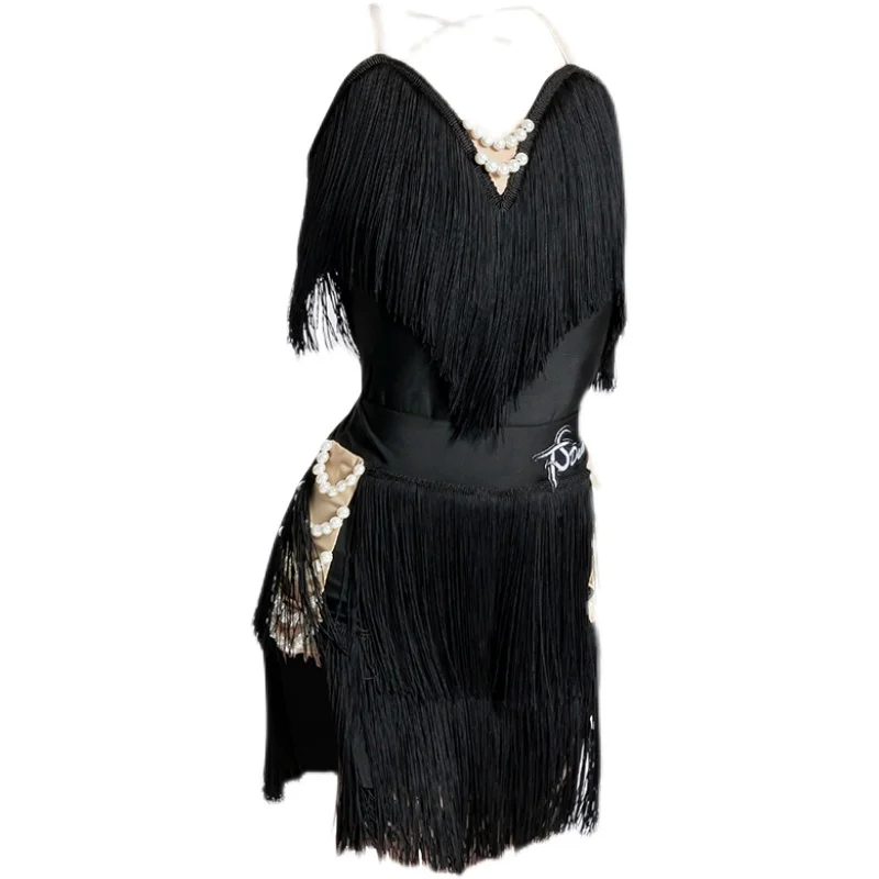 Costumes de danse latine pour filles, costumes de performance, costumes de pratique professionnelle, jupes à franges, costumes de spectacle de danse pour enfants