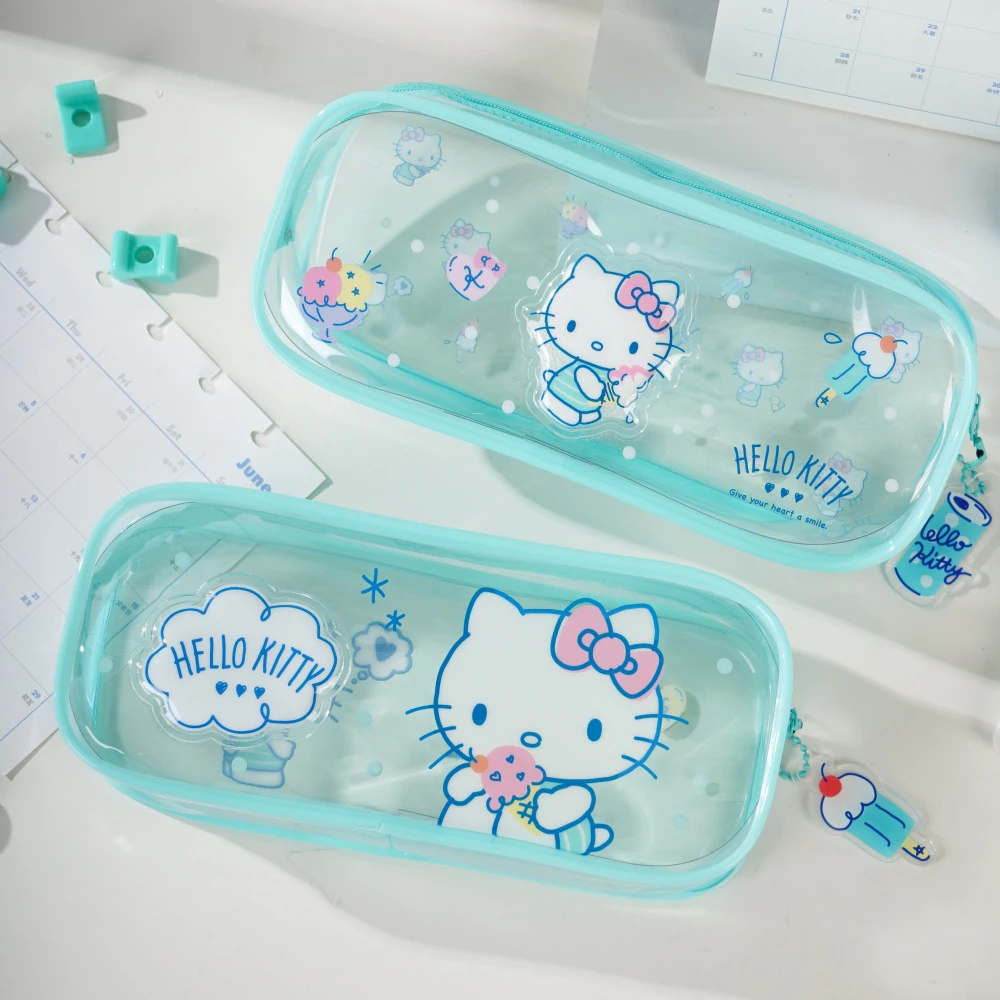 Hello Kitty Sanrio Genuine Jelly Pencil Case Cute Clear Stationery Bag Large Capacity Pen Pouch for Study Travel Birthday Gifts - view 6