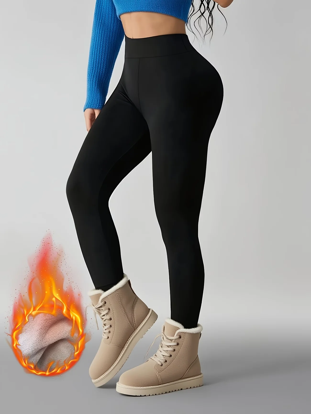 High Waist Thermal Warm Leggings Fall Winter Fleece Lined Tight Pants Soft Workout Yoga long Trousers Suitable For Cold Weather