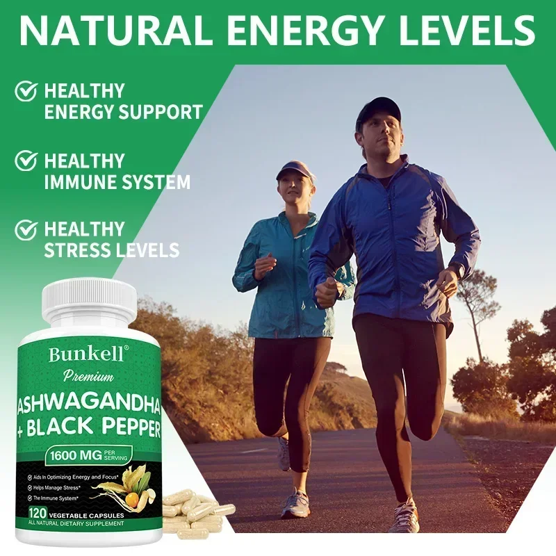 Ashwagandha Root Capsules - Stress Reliever, Sleep Aid Supplement, Helps Balance Energy Levels and Maintain A Positive Mindset