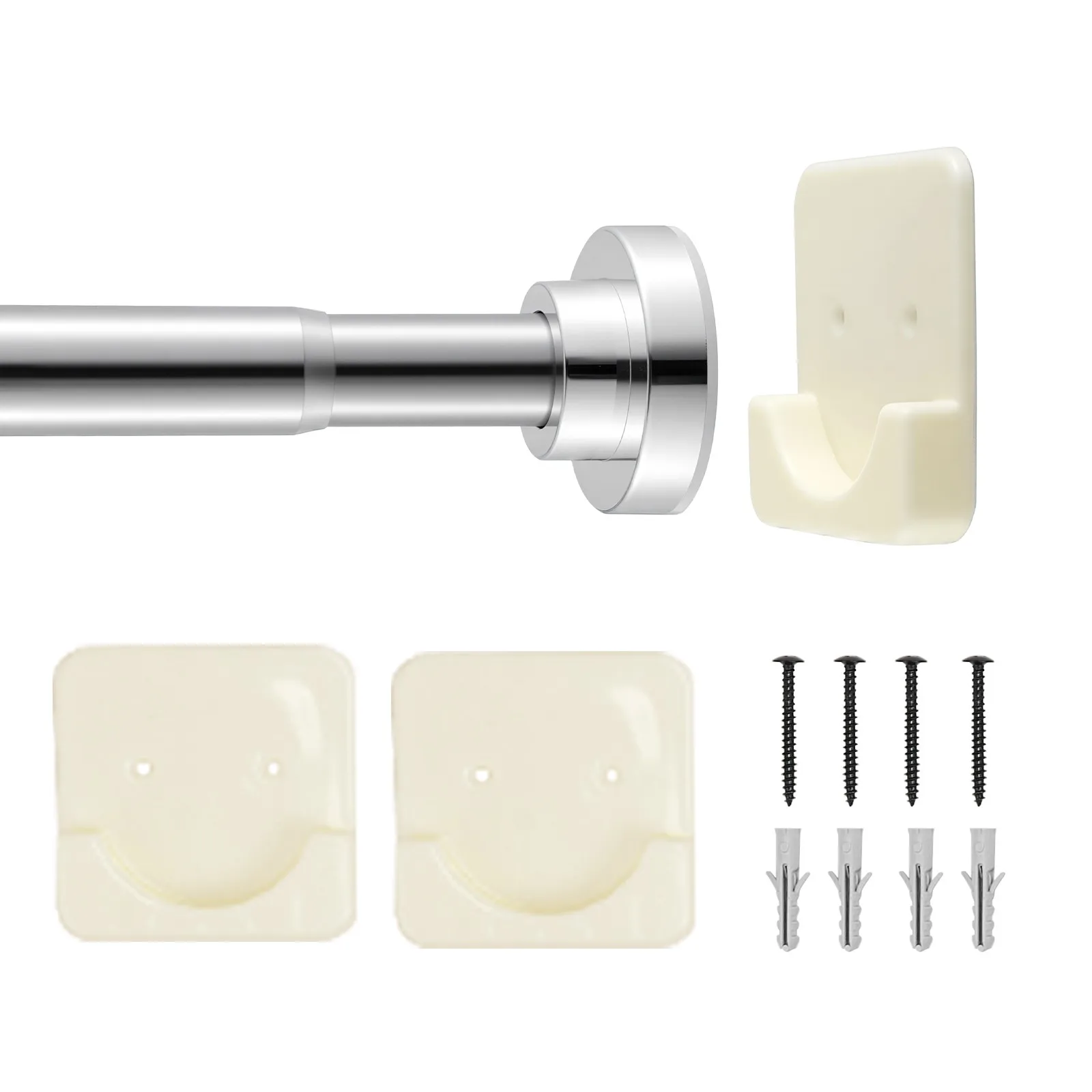 

Shower Curtain Rod Adjustable Tension Rod 28-76 in Stainless Steel Silver