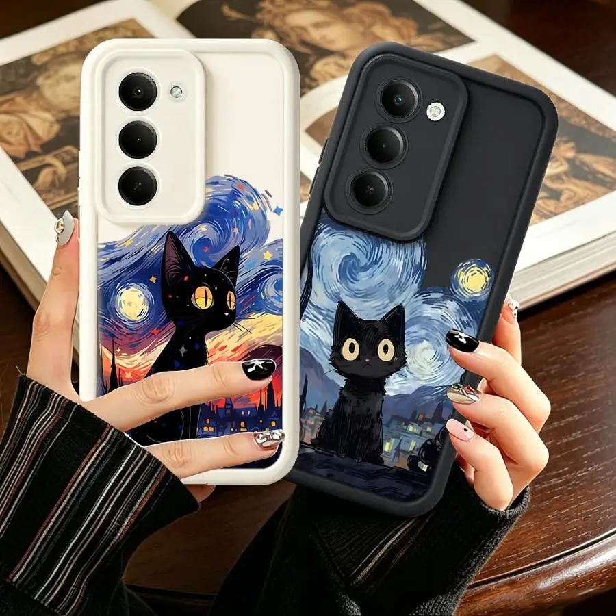 Case for Samsung Galaxy A12 A13 A34 A35 A15 A16 A23 A56 A26 A32 Phone Cover A51 A73 A53 A54 A71 A72 A36 Oil Painting Cat