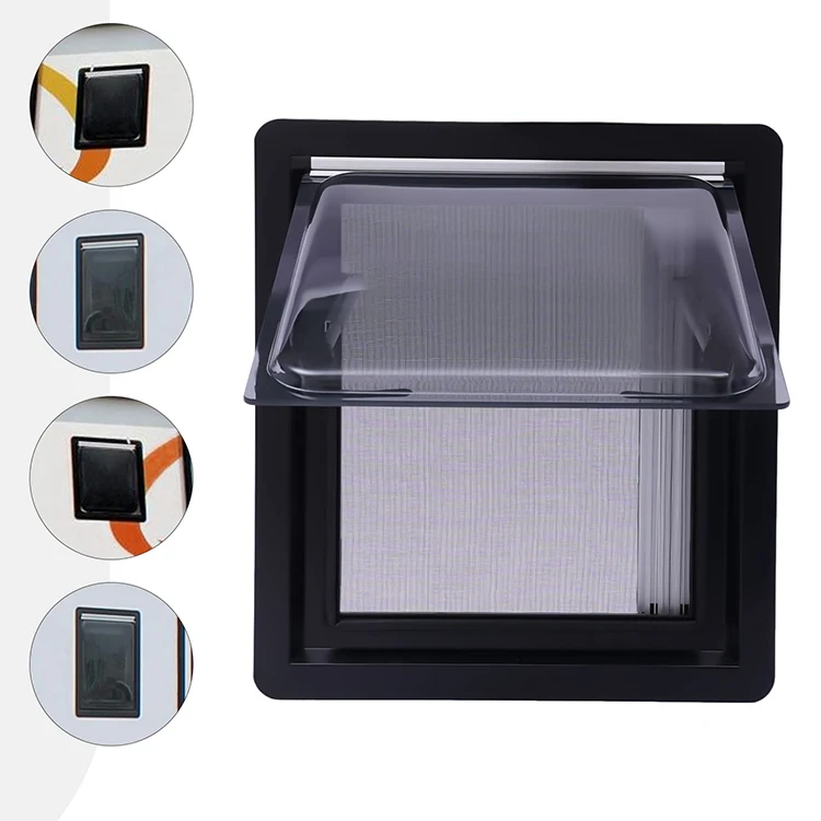 RV Camper Accessories Premium Quality 350x500mm Caravan Small Windows Dual Panel Acrylic Glass Ventilation Windows With Fly Net