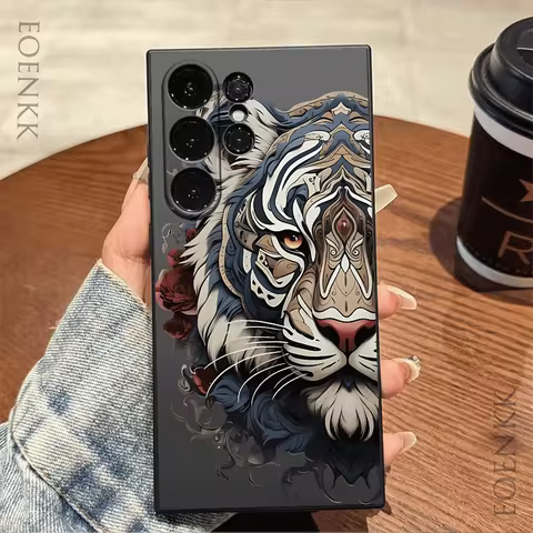 Tiger Head Silicone Case For Samsung Galaxy S25 S24 S23 S22 S21Ultra FE A35/A54/A55/A34 5G Note 10/20 Lite Plus Shockproof Cover
