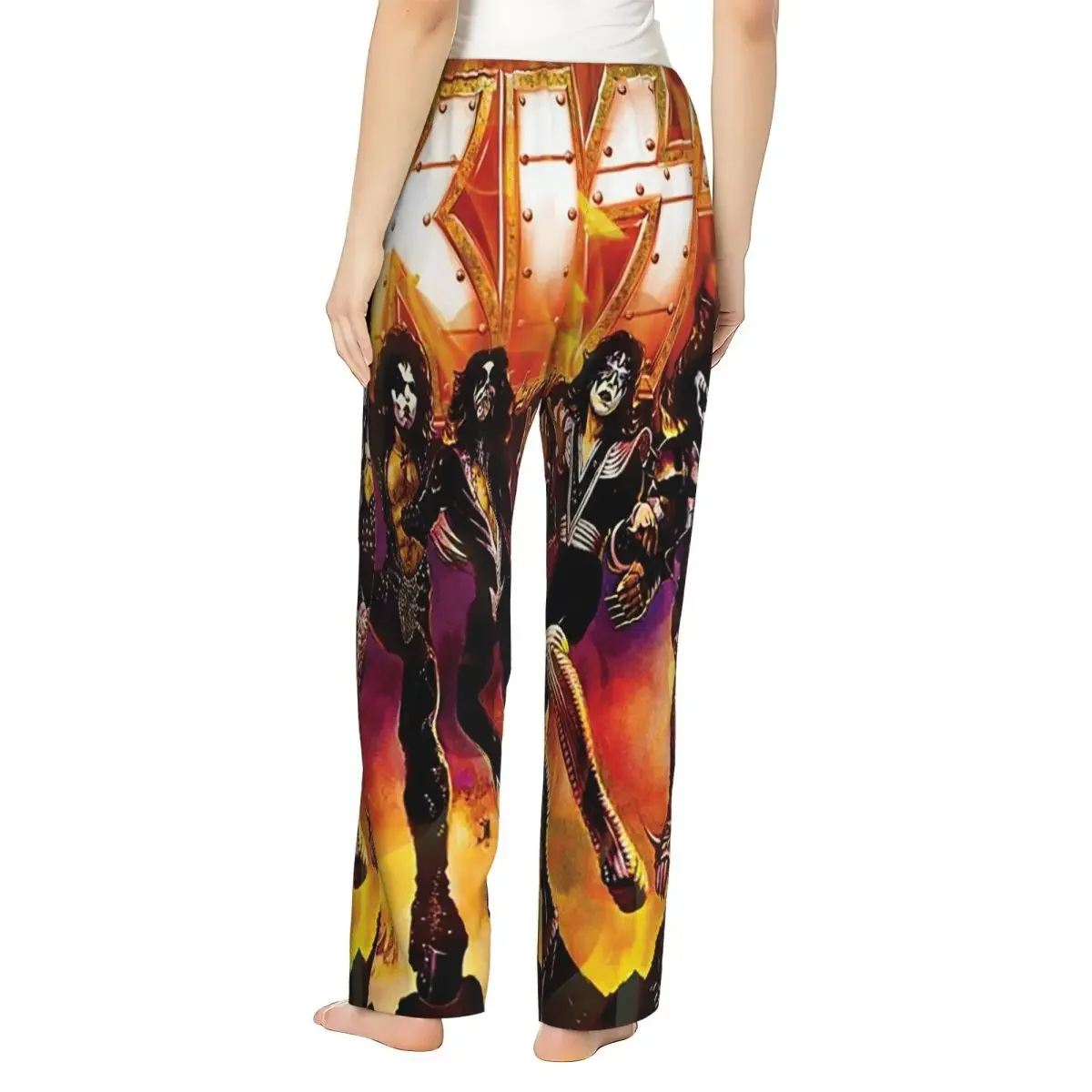 Custom KISS The Band Rock And Roll Women Pajama Pants Lounge Sleep Sleepwear Bottoms with Pockets