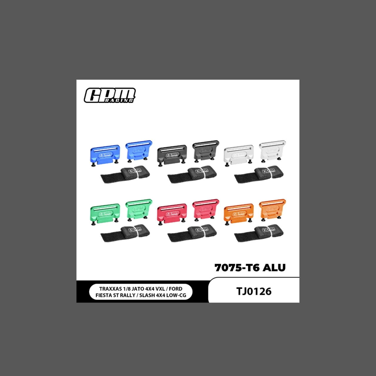 

GPM 7075 Alloy Retainer Battery Hold-Down TRAXXAS Jato Slash LOW-CG Ford Fiesta ST