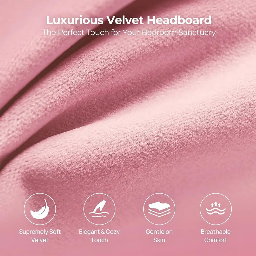 سرير كوين منجد مخملي DIY من DAFIFY مع مساحة تخزين، منافذ USB ونوع C، 60,000 لون LED، ارتفاع قابل للتعديل، سهل التجميع، P