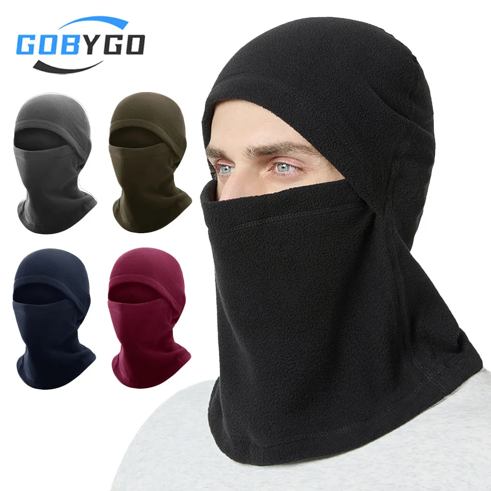 

GOBYGO 1Pcs Winter Cycling Mask Multi-functional Outdoor Windproof One-piece Warm Head Cover Extended Neck Guard Fleece Headgear