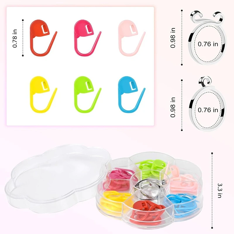 FUFU Crochet Ring With 30 Candy-Colored Positioning Buckle, Crochet Rings For Finger For Everyday Crochet Work