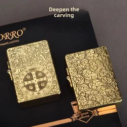 915 Armor Shield Zorro 915s Thickened Deep Carved Deep Original Copper Brass Personality Windproof Kerosene Lighter Men Gift