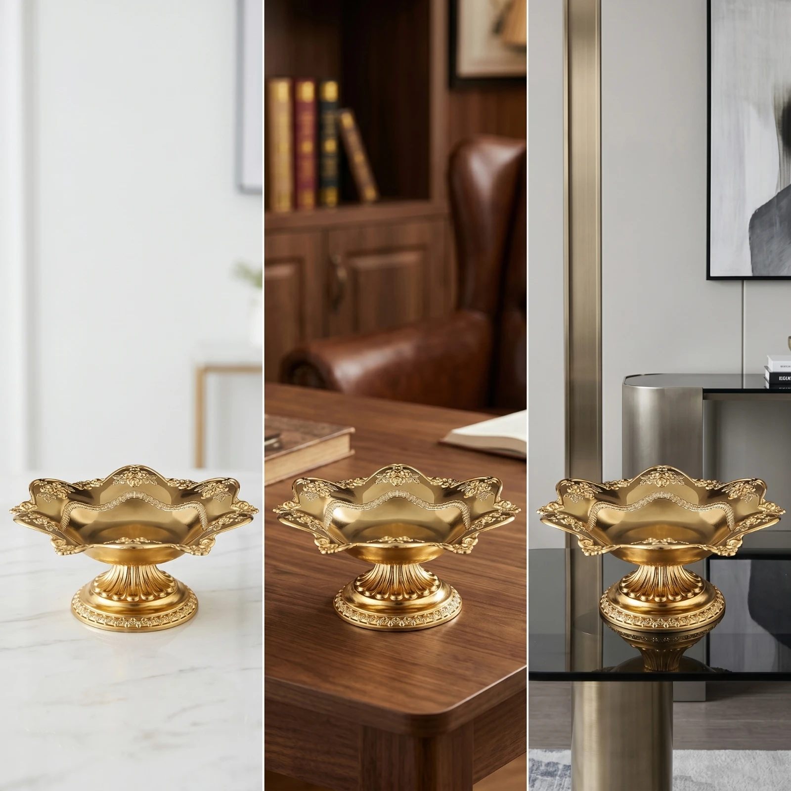 Lotus Fruit Plate Scalloped Fruit Bowl with Pedestal Footed Plate Elevated Lotus Bowl Decorative for Living Room, Altar