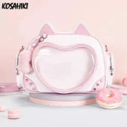 Contrast Color Transparent Rivet Ita Bags All Match Sweet Y2k Aesthetic Chic Crossbody Bag Kawaii Cute Women Shoulder Handbags