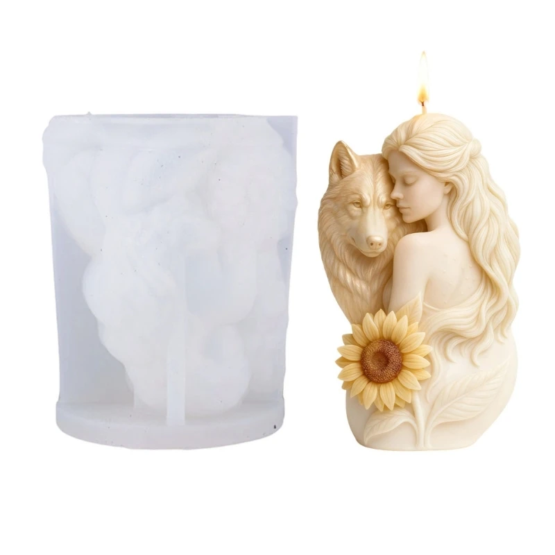 

Силиконовая форма для свечей с изображением волка и цветка, легко извлекается из формы, термостойкая для изготовления эпоксидной