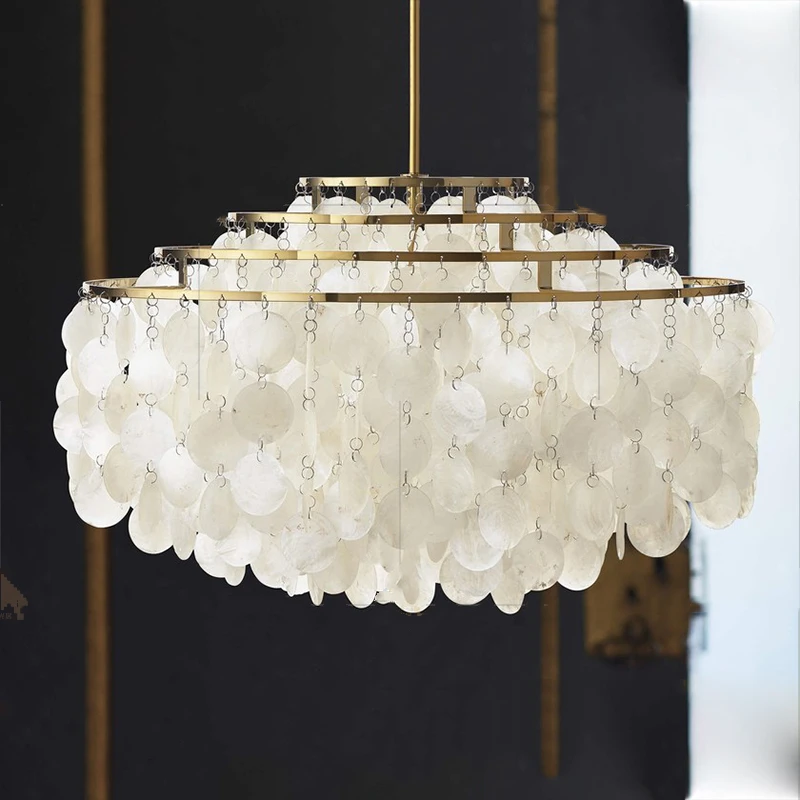 

QIYIMEI Modern Seashell Chandelier Lights Living Room Dining Room Bedroom Ceiling Chandeliers Lamps Home Decor Indoor Lighting