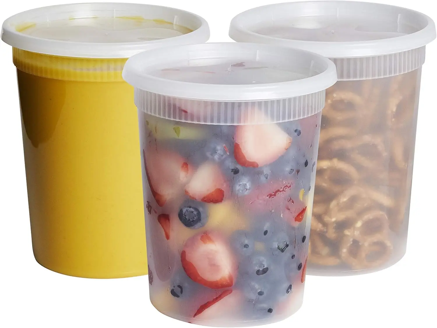 32-Oz Microwavable Plastic Deli Food Container with Lid (50 Pack)