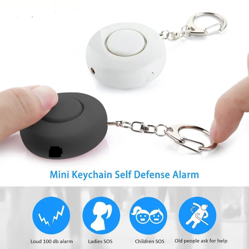 Portable Round Self-Defense Alert Personal Safety Anti-Wolf Device 130dB High Decibel Siren Security Keychain With LED light