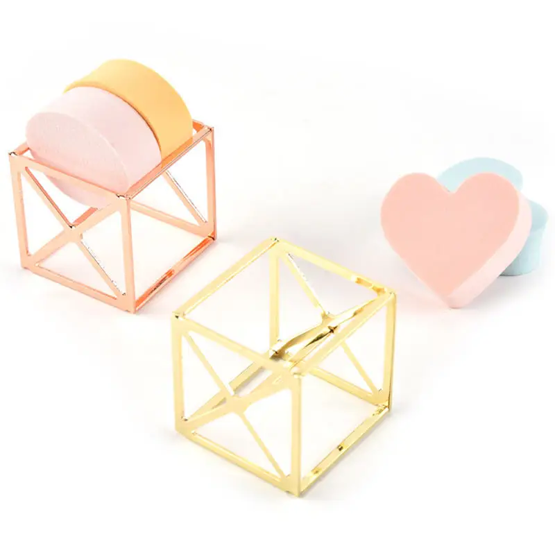 Cute Metal Makeup Puff Rack Mini Drying Hanger Beauty Cosmetic Powder Puff Blender Home Storage Rack Sponge Drying Stand Holder