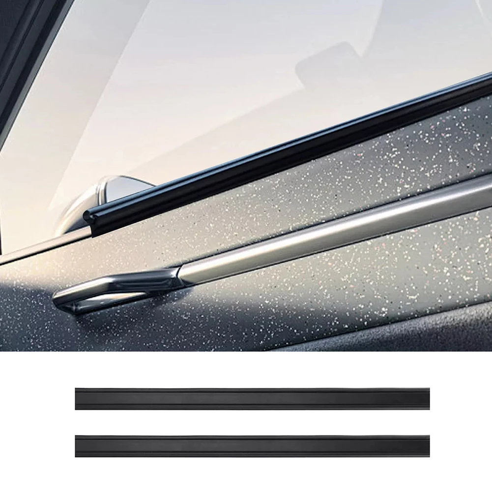 2PCS 15.75In Car Window Weatherstrips For Sedans SUVs Lorries Trucks Rubber Chrome Door Moulding Trim Belt Outer Window Glass