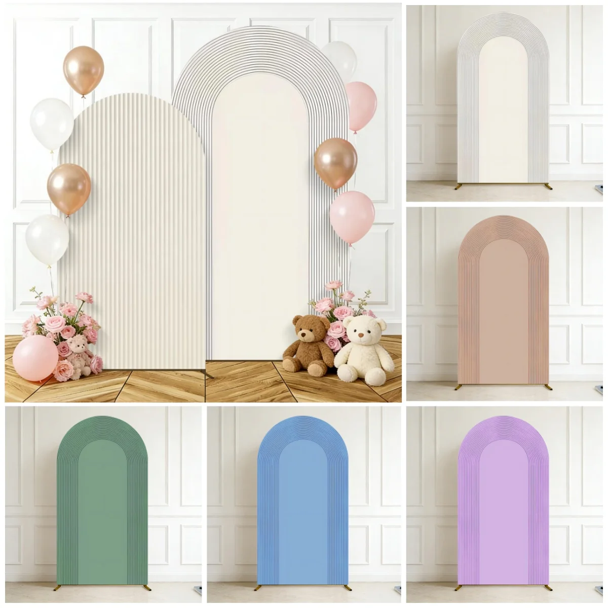 Solid Color Arch Stripes Backdrop Cover Birthday Wedding Party Baby Shower Chiara Arch Wall Decor Photo Photography Backgrounds
