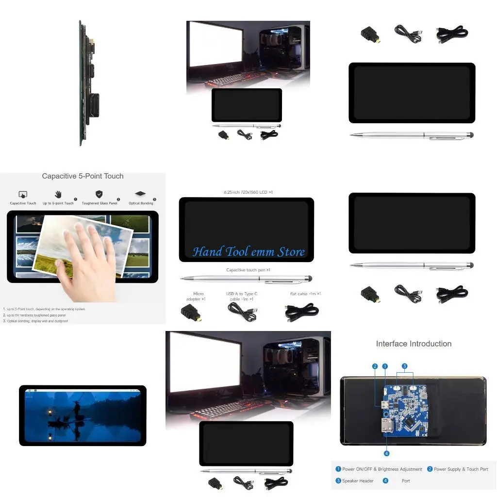 

H37F 6.25inch Touchscreens Monitor 720x1560 High Definition Monitor IPS Screens Capacitive LCD Display Replacement