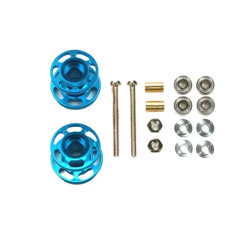 13-12 mm gekleurde dubbele geleidingsrollen voor Tamiya Mini 4WD auto-2 stuks lichtgewicht aluminium reserveonderdelen met lagers, moeren en schroeven