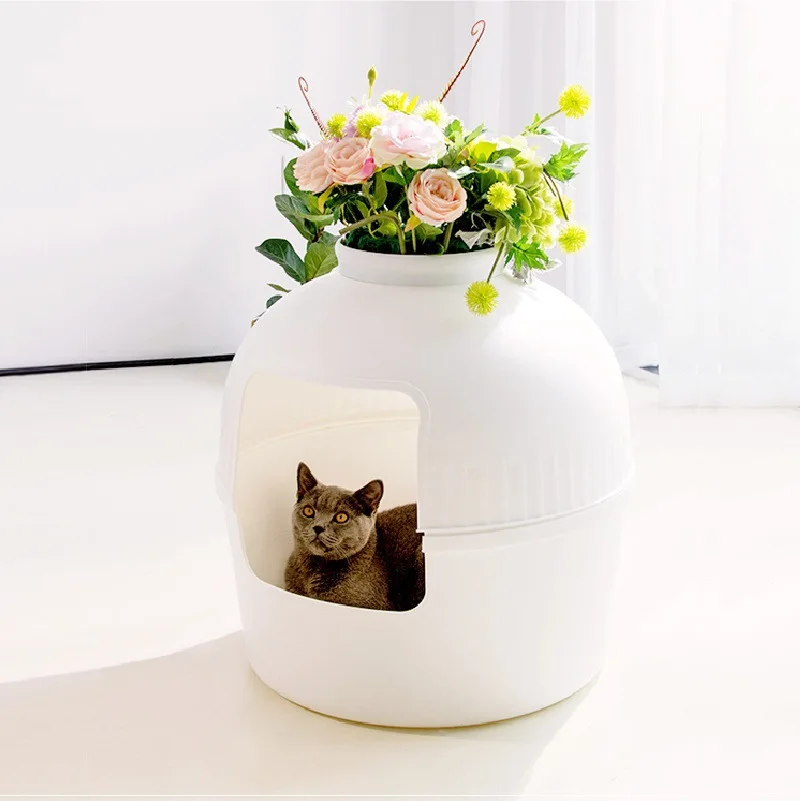 Large Space Secret Litter Box Easy Clean Cat Bed House Nest Seamless Furniture Design Plastic Cat Condo Pet Supplies