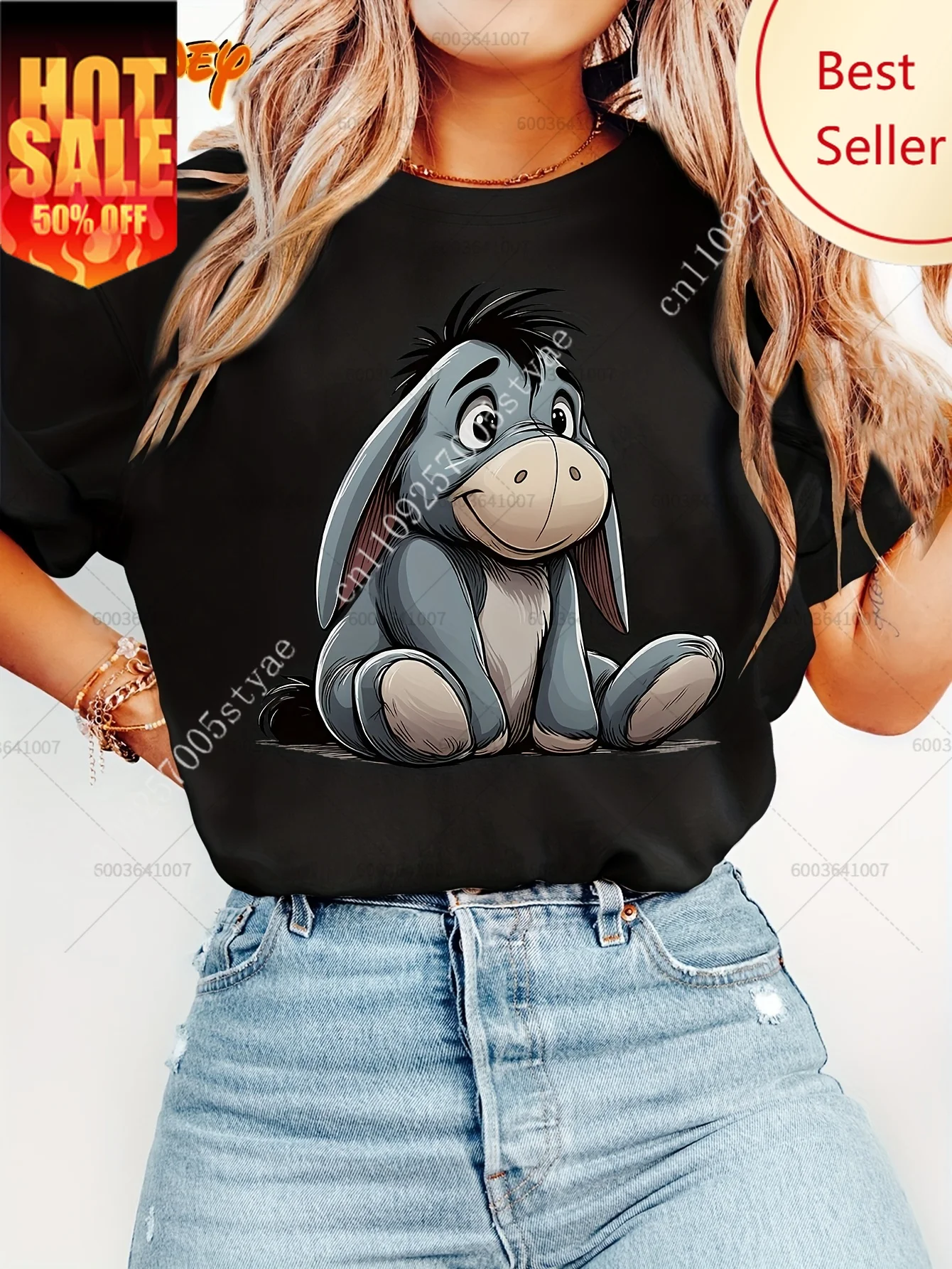 

Disney Winnie the Pooh Eeyore Friends T Shirt Vintage Women's Men Cotton Tee Unisex Short Sleeve Oversized Couple Tops Casual