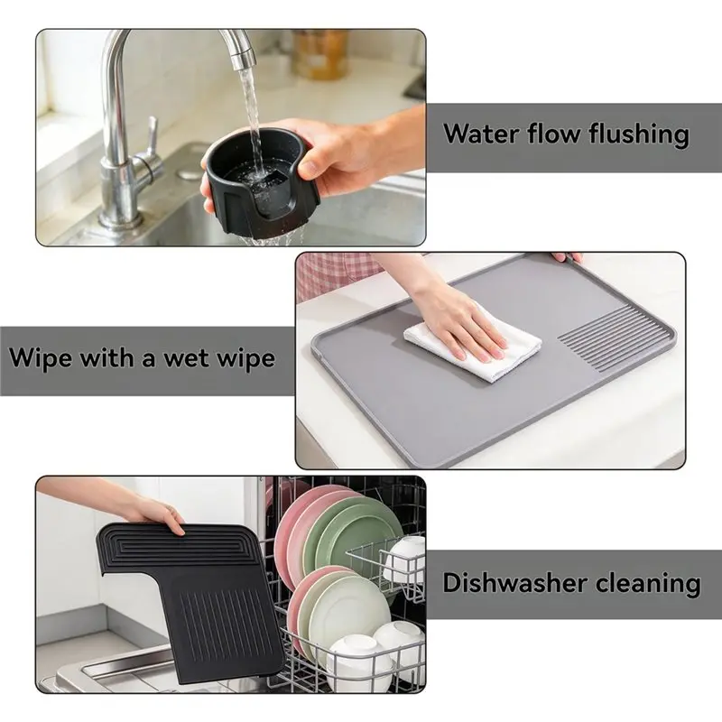 ABUN-Silicone Coffee Mat Set For Ninja ES601/ES701 Bottom Mat & Removable Drying Pad Accessorie Countertop Protector