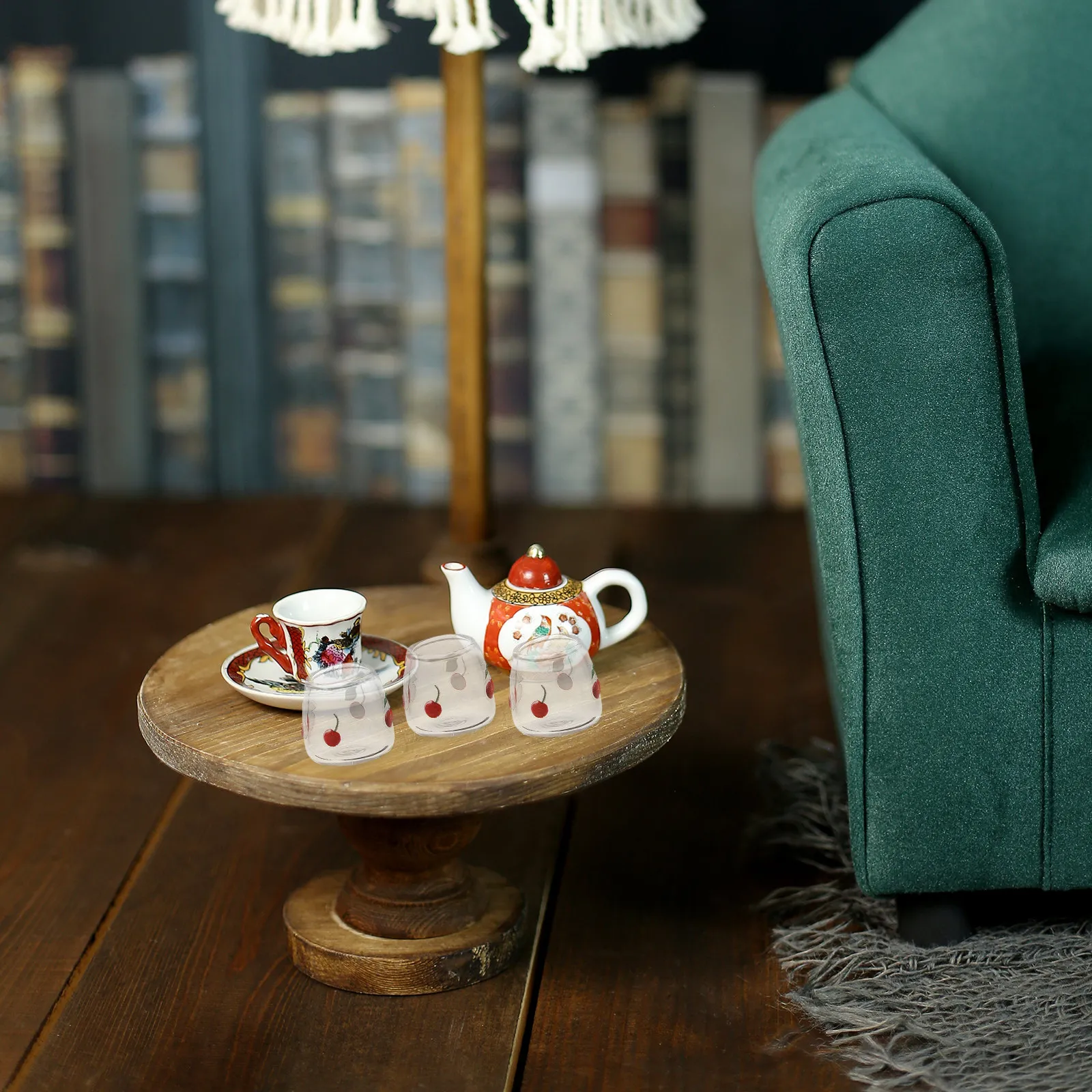 4Pcs Mini Glass Tumblers Cherry Style Tiny Cups for Dollhouse Kitchen Accessories Miniature Drinking Glassware Mini Cups view 5