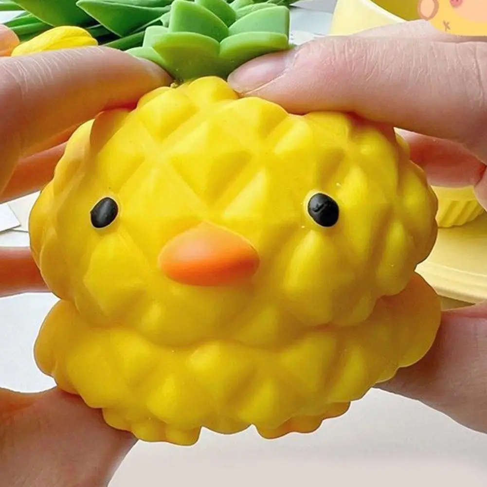 Duck Pineapple Stress Relief Toy Animal Duck Stress Ball Fruit Squeeze Relieve Toys Fidget Chicken Sensory W5F2