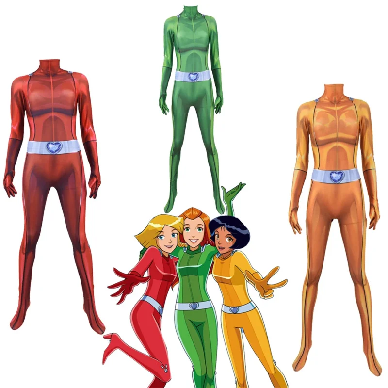 2025 Neue Mädchen Halloween T-Totally S-Spies Cosplay Kostüm Frauen Sexy Zentai Overall Clover Ewing Samantha Simpson Alexan ly 99