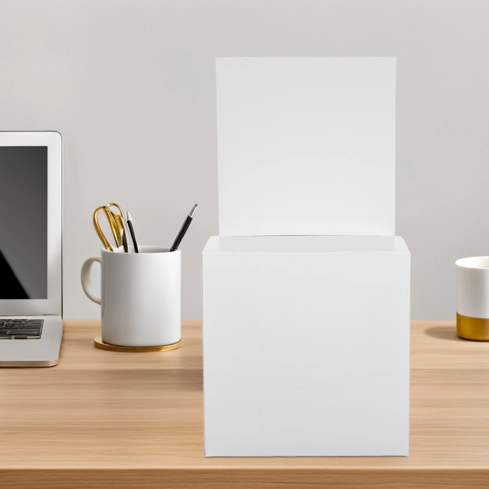 

5pcs White Voting Foldable Suggestion Box With Slot For Schools Offices Card Collection Coated Paper Material Drop Box For