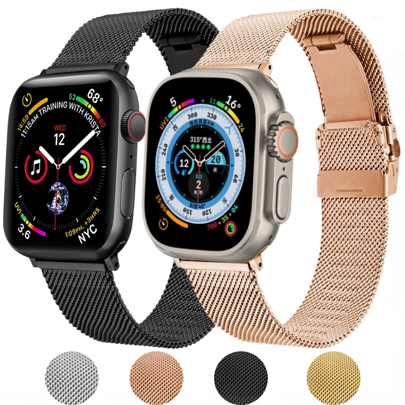 

Metal Milanese Strap for Apple Watch Ultra 49mm 8 7 45mm 41mm Quick Adjust Bracelet Wristband iWatch 6 5 4 3 SE 44mm 42mm 40mm