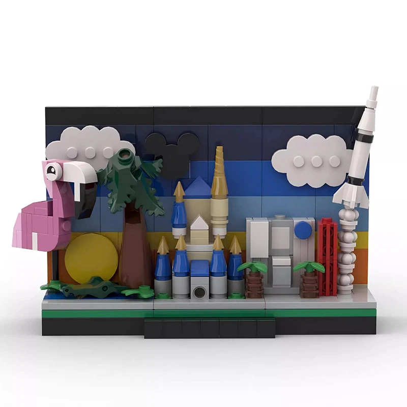 Bricklink Ideas رحلة طريق عبر الولايات المتحدة الأمريكية بطاقة بريدية فنية لمدينة الورد واشنطن أوريغون يوتا فلوريدا مجموعات ألعاب مكعبات البناء هدية