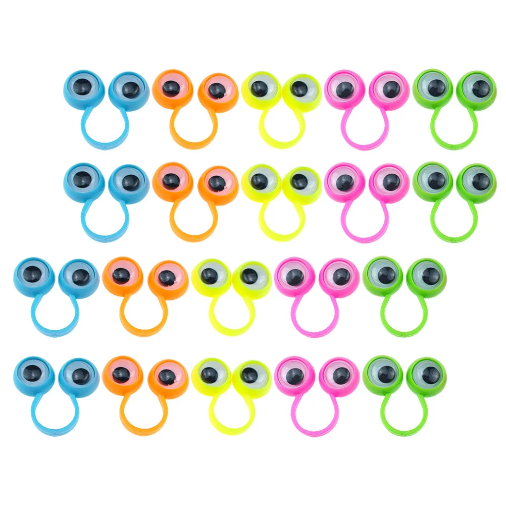 30 Pcs Rings Interactive Finger Toy Eyeball Puppet Will Move Party Gifts Plastic Child Kids