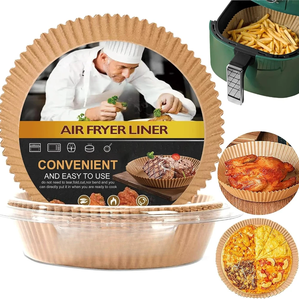 

100pcs Air Fryer Disposable Paper Liner Round Non-Stick Fryer Paper Food Grade Paper for Air Fryer Baking Roasting Microwave
