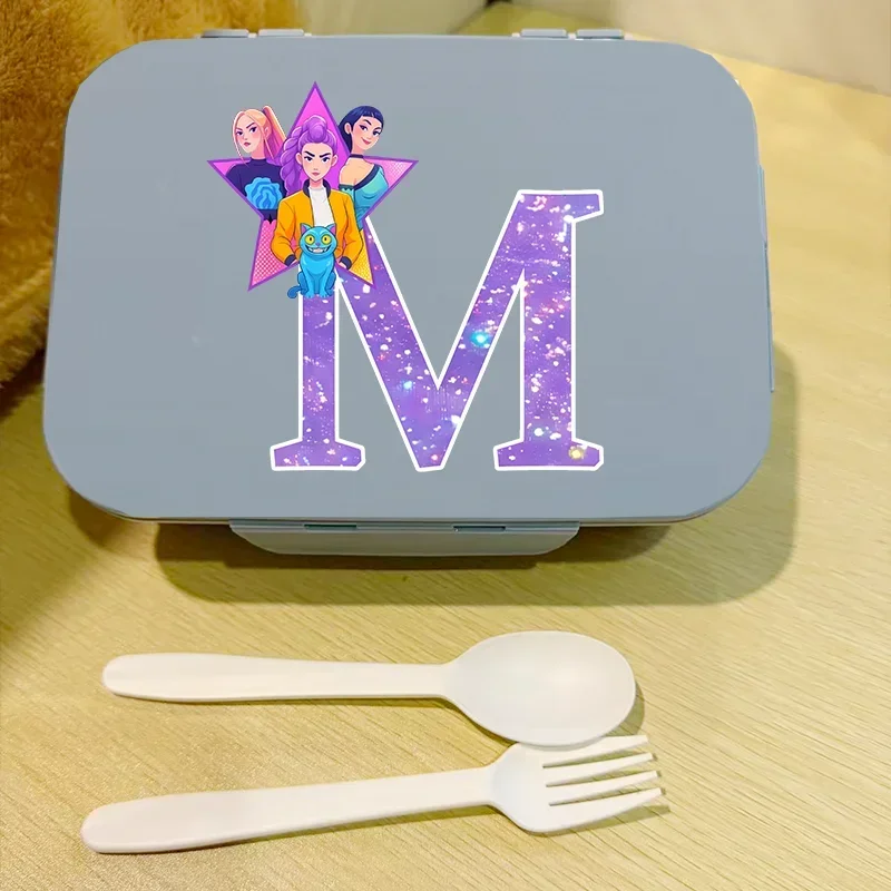 Kpop Demon Hunters K-pop Food Containers School Picnic Separate Lunchbox Letter A-Z for Lumi Mila Zoi Hunter Flip Lunch Box Gift - view 5