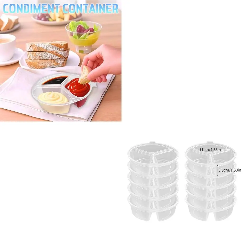 Plastic Storage Containers 3 Sections for Condiments