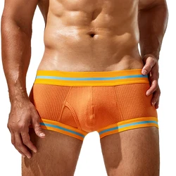 1pc Men's Sexy Low Waist Underwear Trunks Boxers Shorts Open Front Pouch Underpants Elastic Man Panties Lingerie