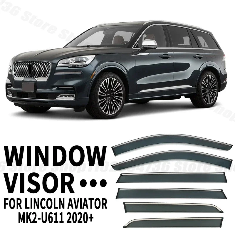 Window Visors For Lincoln Aviator MK2-U611 4/6pcs Side Window Rain Guard Wind Deflector Weathershield Vent Visor for Car Windows